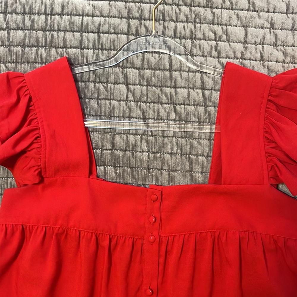Entro Red Ruffle Sleeve Blouse - Picture 5 of 10
